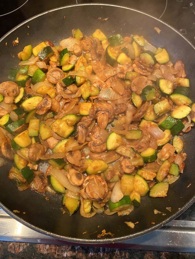 Hibachi Vegetables cooking in skillet