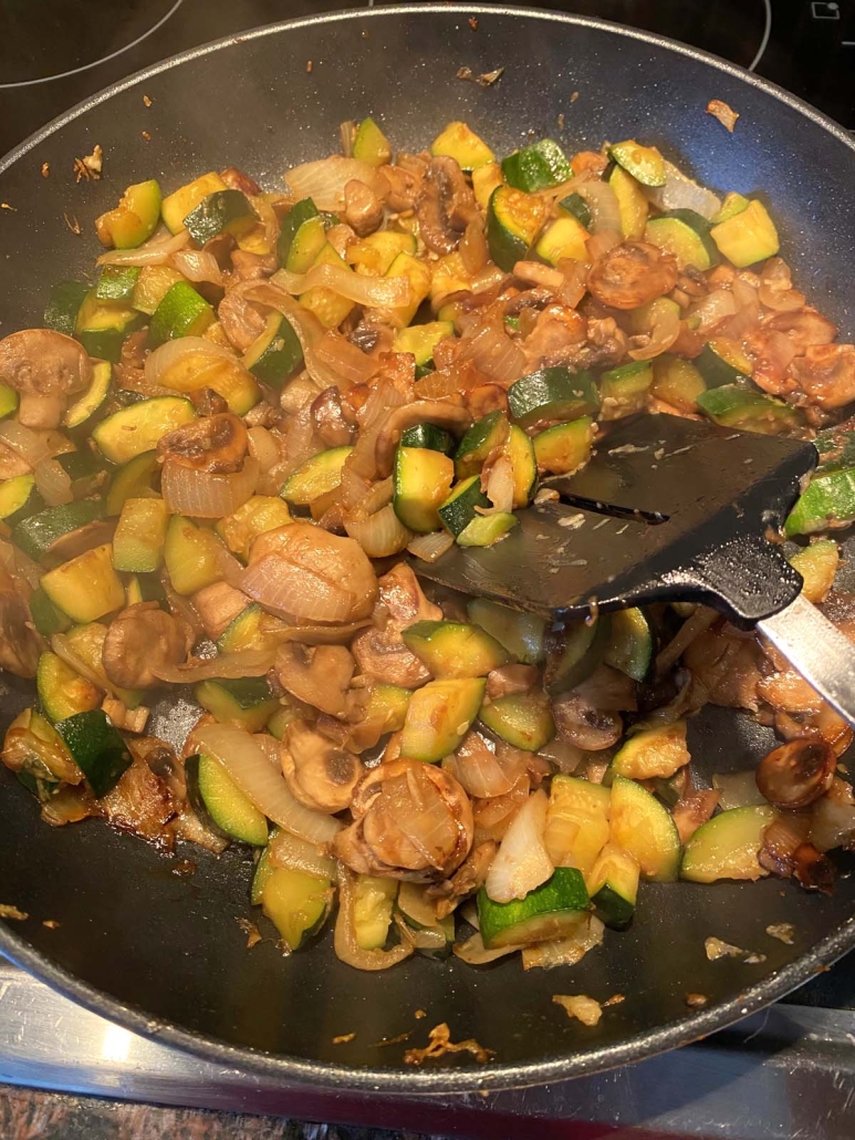 spatula mixing up Hibachi Vegetables