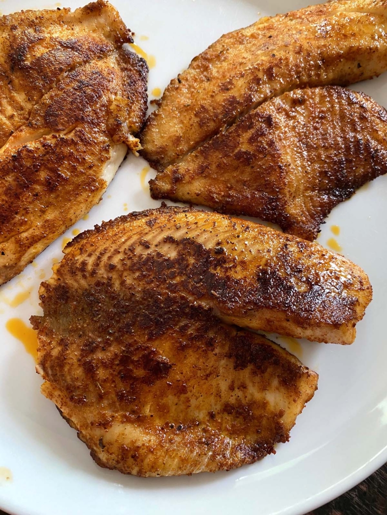 seasoned Pan Fried Tilapia on a plate