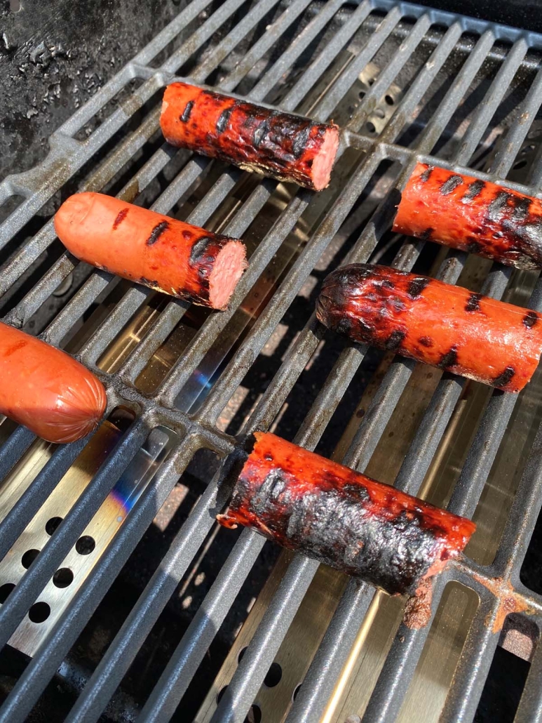 kielbasa sausage on the grill