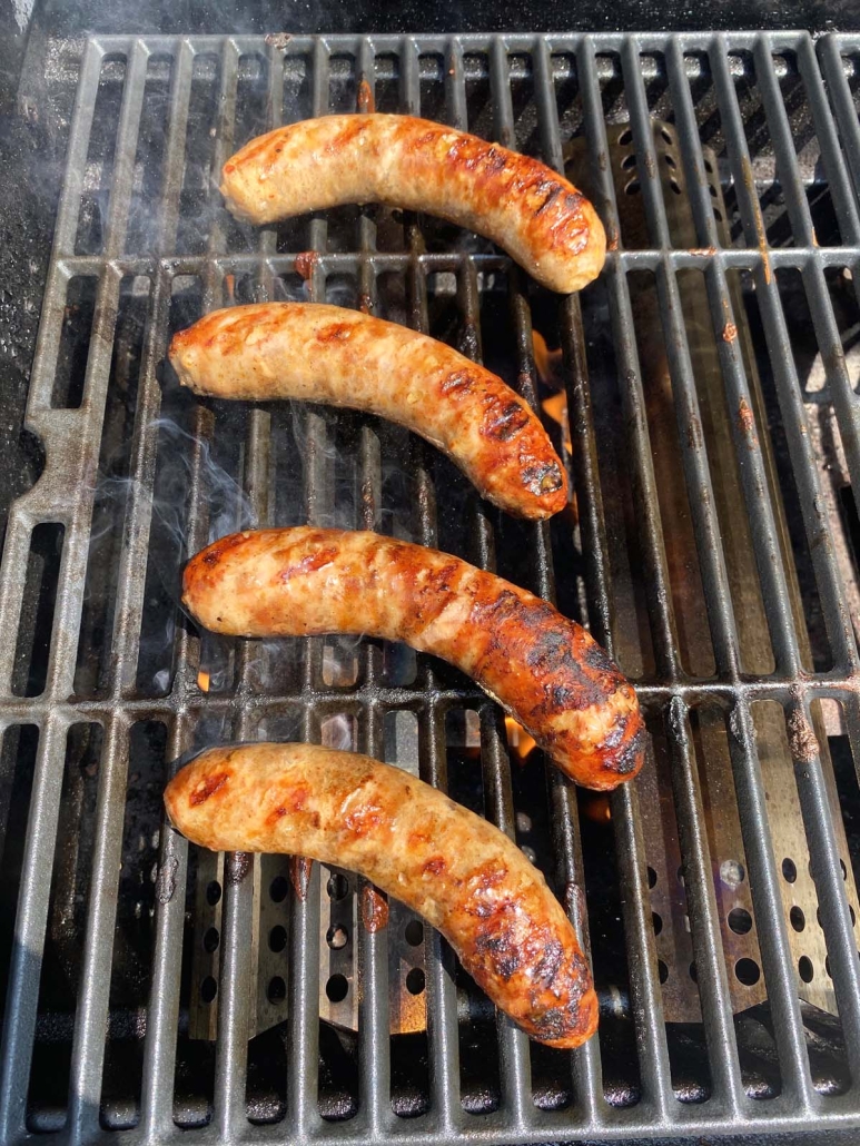 Italian sausages with grill marks