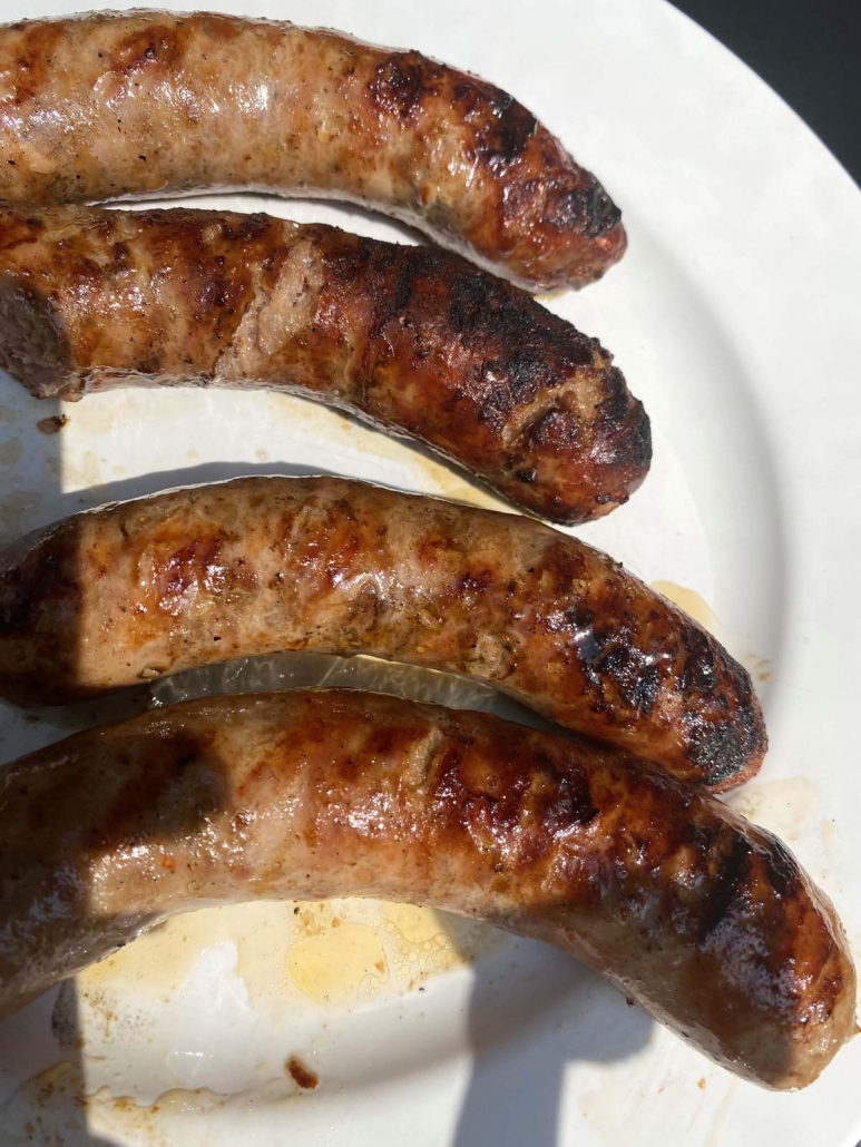 close-up of Grilled Italian Sausage on a plate