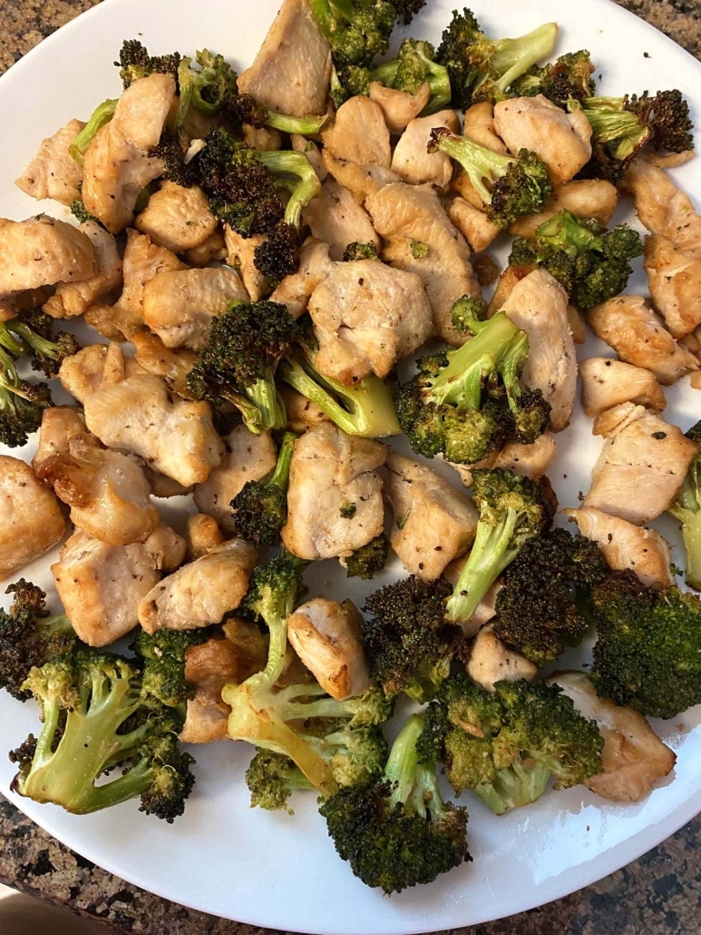 Air Fryer Chicken And Broccoli on a plate