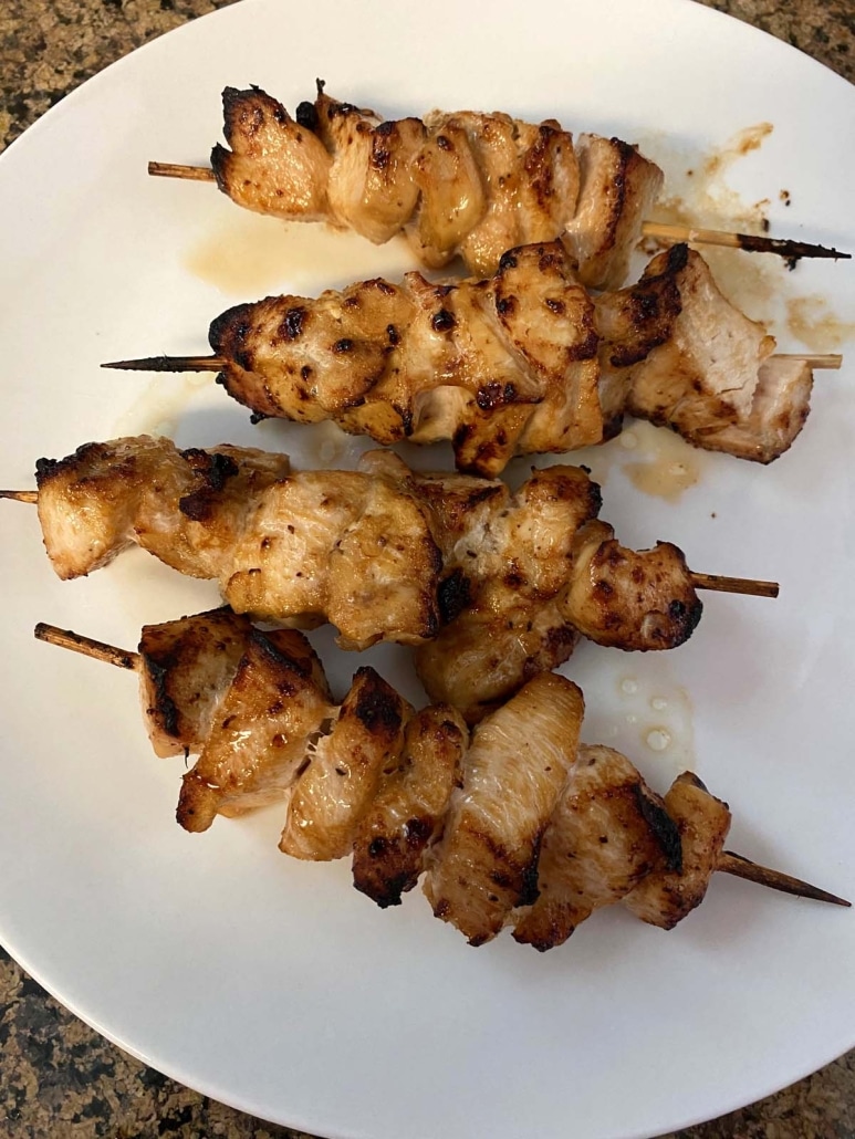 air fryer chicken kabobs on a plate