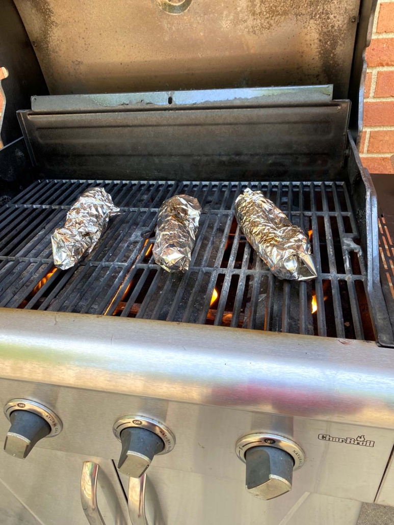 Grilled Corn In Foil on grill grate