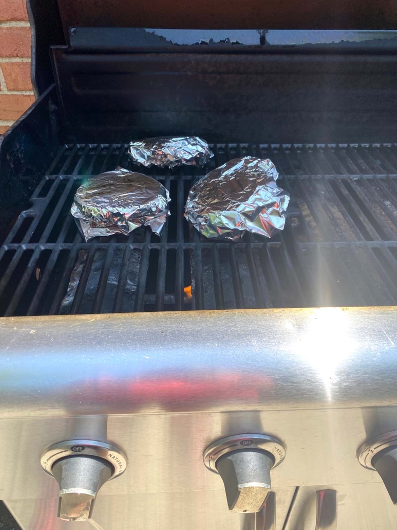 frozen salmon burgers on grill