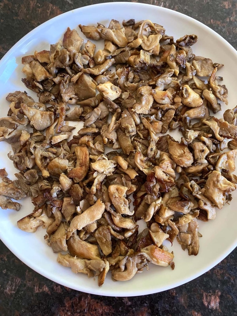 Pan Fried Oyster Mushrooms on a plate