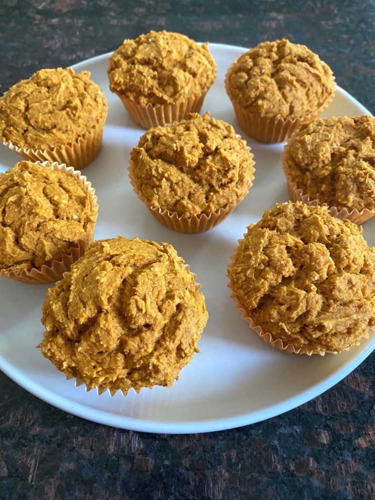 plate of 2-Ingredient Pumpkin Muffins With Cake Mix