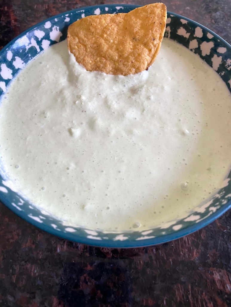 chip dipped in appetizer Green Onion Dip