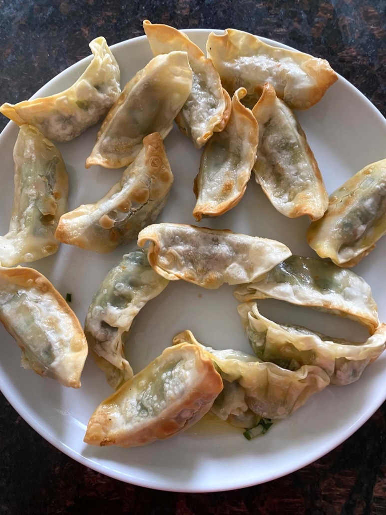 plate of Trader Joe’s Gyoza Cooked In The Air Fryer