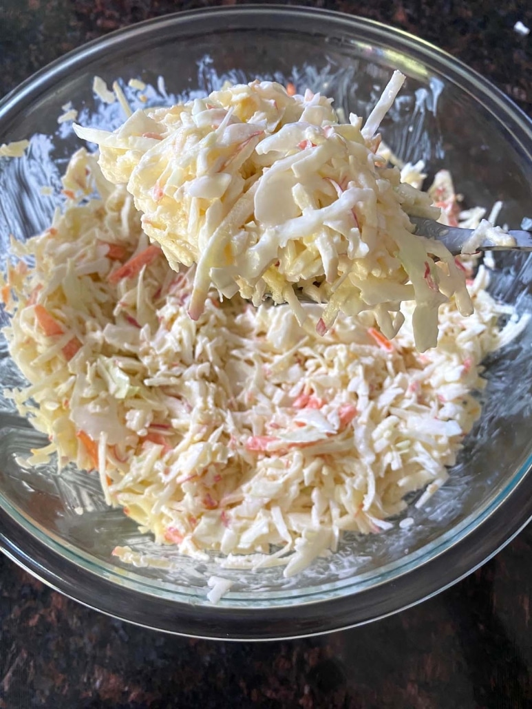 mixing up Apple Coleslaw