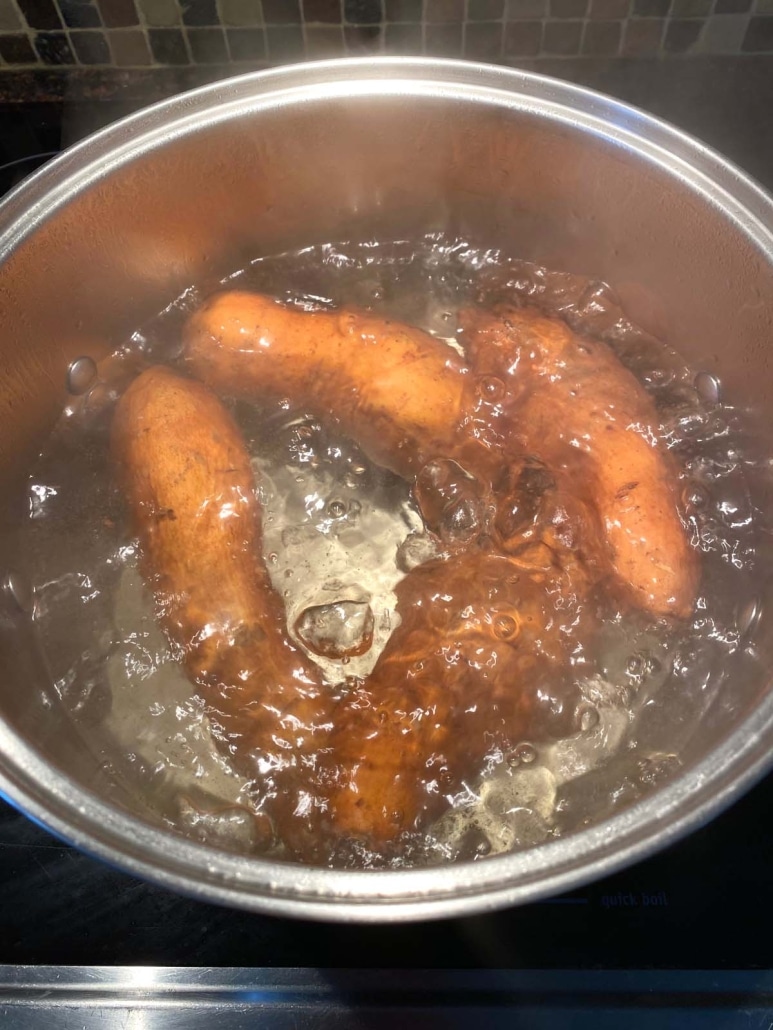 sweet potatoes boiling