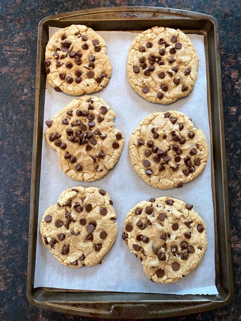 Dairy Free Chocolate Chip Cookies on a baking sheet