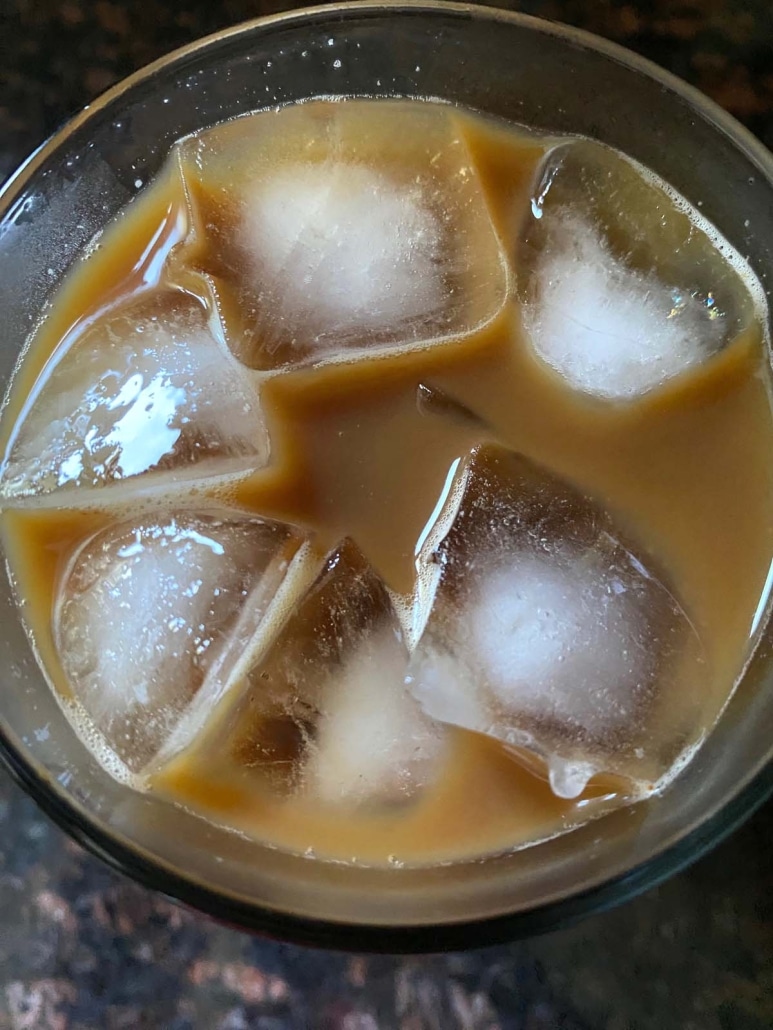 ice cubes floating in instant coffee