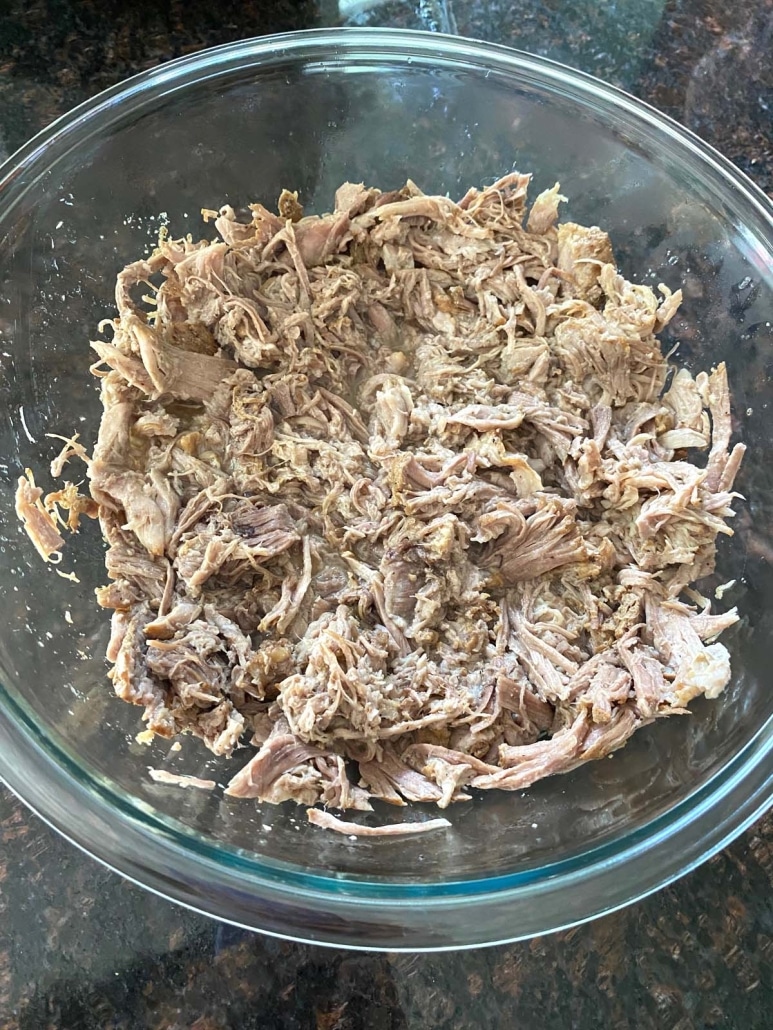 shredded pork in a bowl