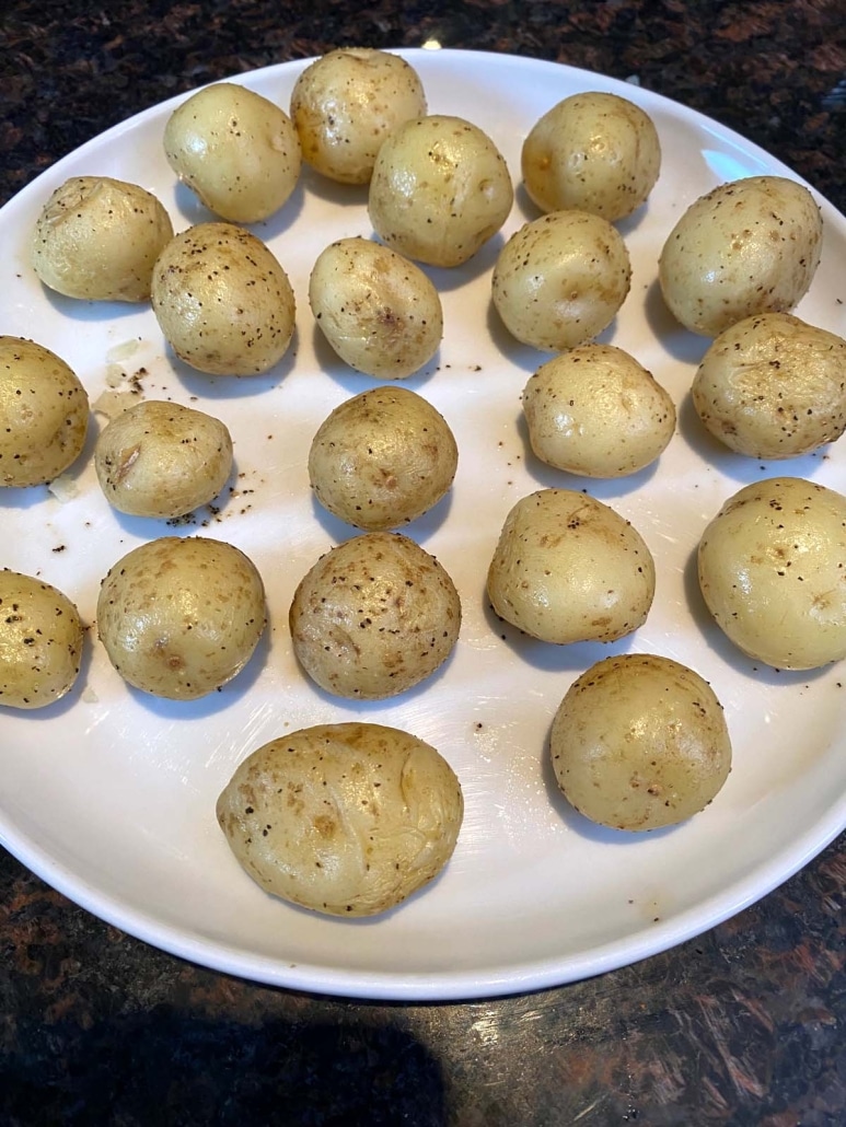 Microwaved Small Potatoes on a plate