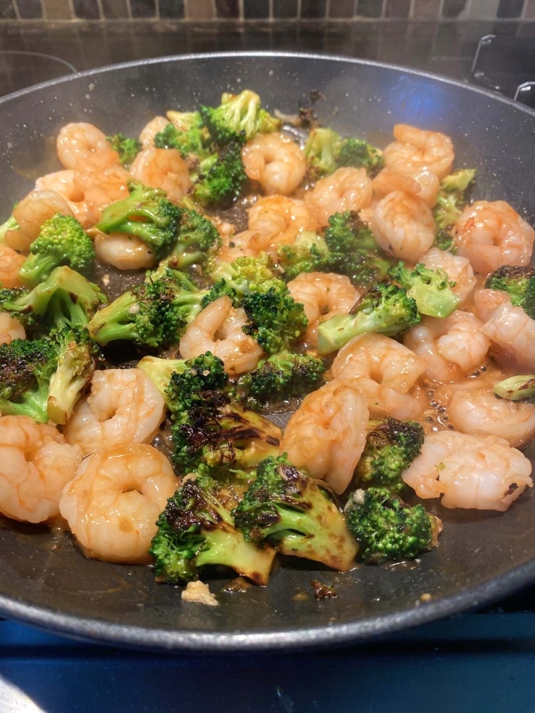 skillet of Shrimp And Broccoli Stir Fry