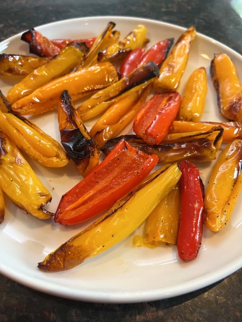 plate of roasted mini peppers