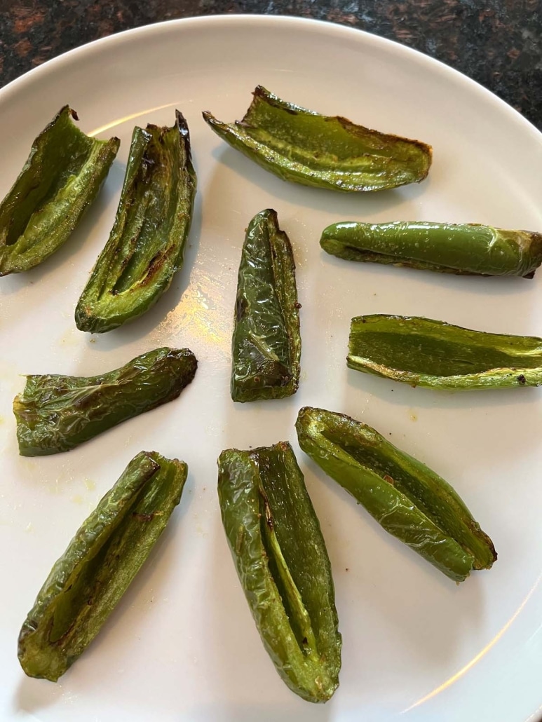 easy appetizer Air Fryer Roasted Jalapeños on a plate