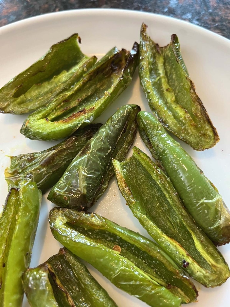 Air Fryer Roasted Jalapeños on a plate