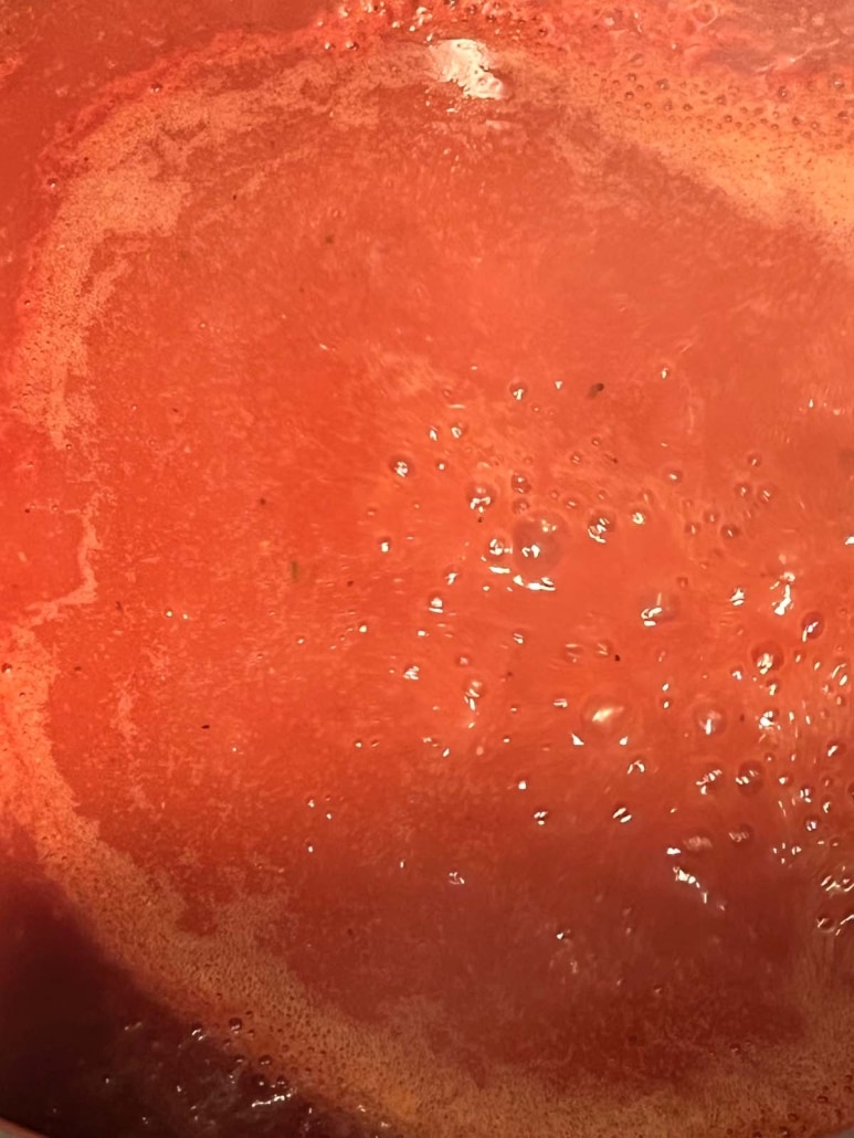 close-up of creamy Tomato Soup With Tomato Paste