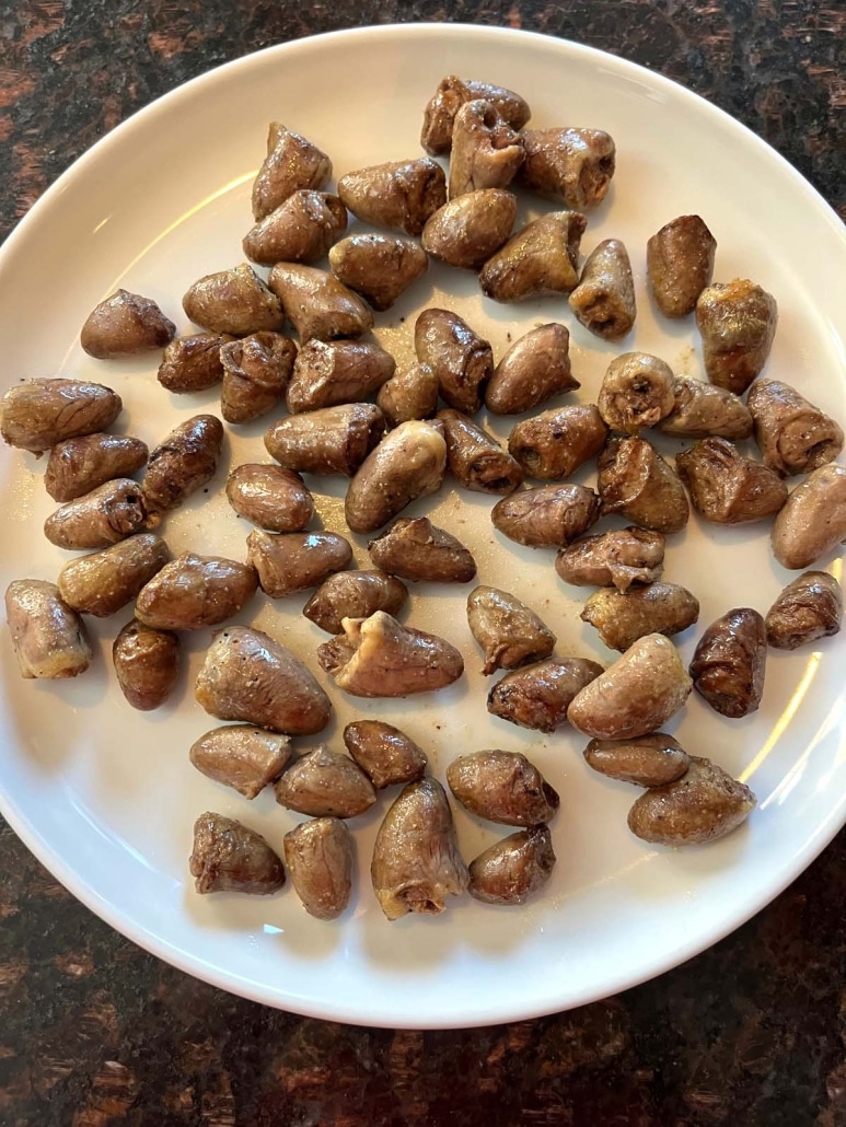 Air Fryer Chicken Hearts on a plate