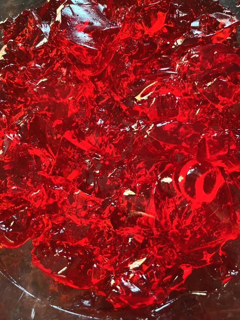 close-up of sweet treat strawberry Jello