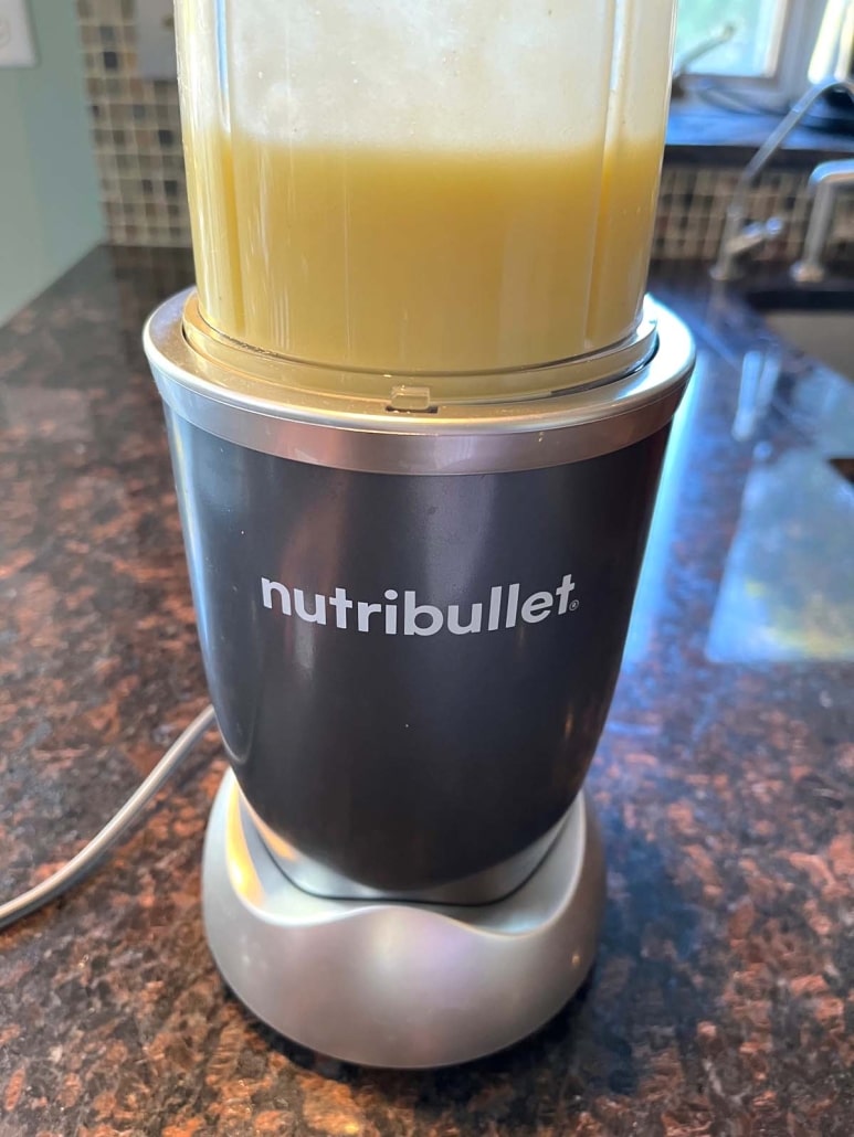 Mango Pineapple Smoothie in a blender