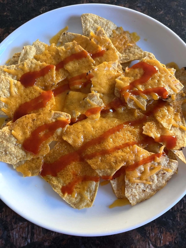 plate of easy snack Microwave Nachos