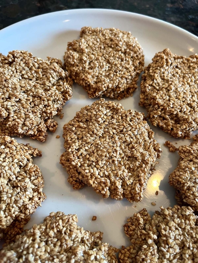 plate of naturally gluten-free Sesame Cookies