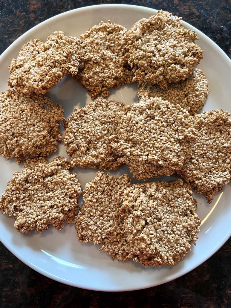 freshly baked Sesame Cookies on a serving plate