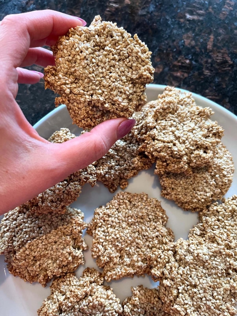 hand holding 4 Ingredient Sesame Cookie