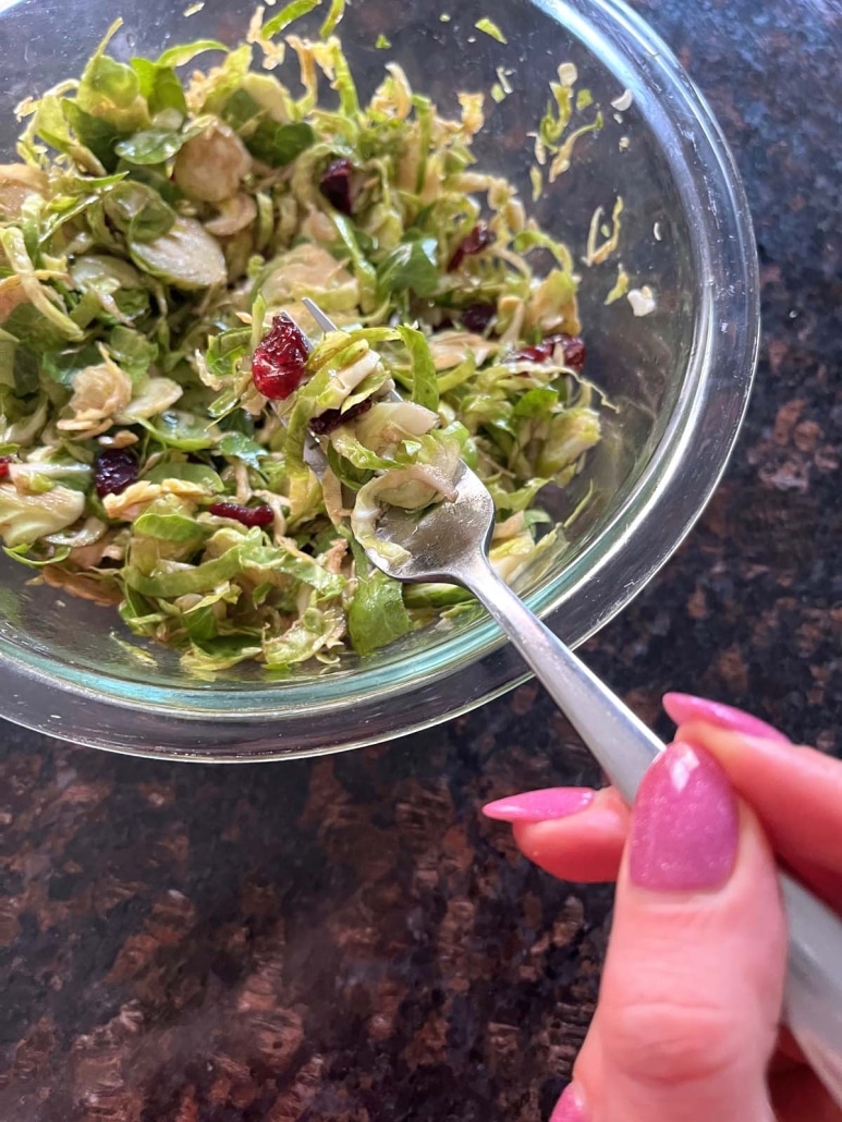 vegan shaved brussels sprouts salad