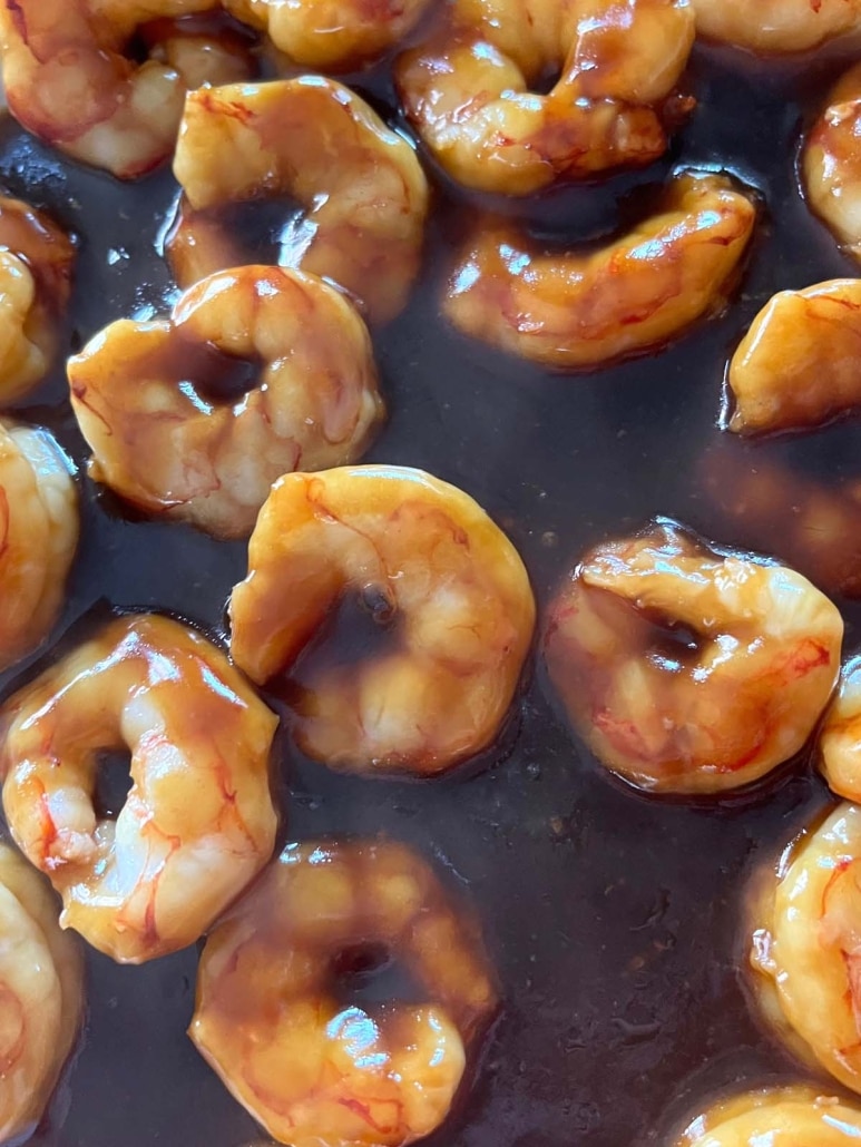 plump and juicy shrimp in teriyaki sauce