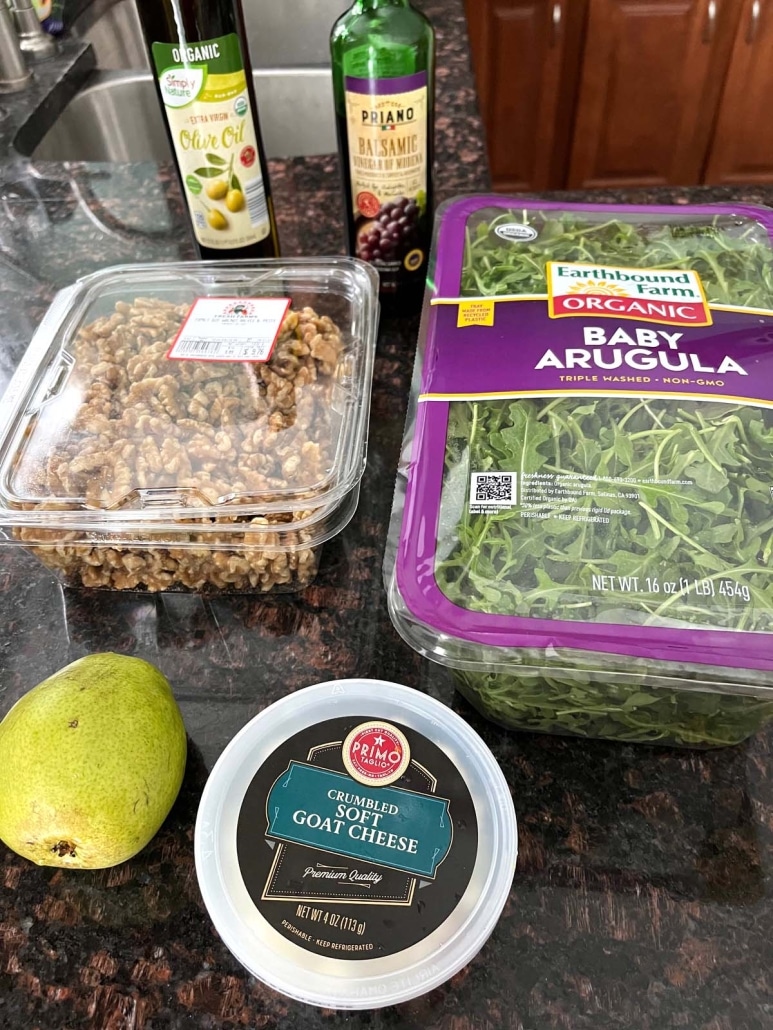 ingredient for Arugula Pear And Goat Cheese Salad