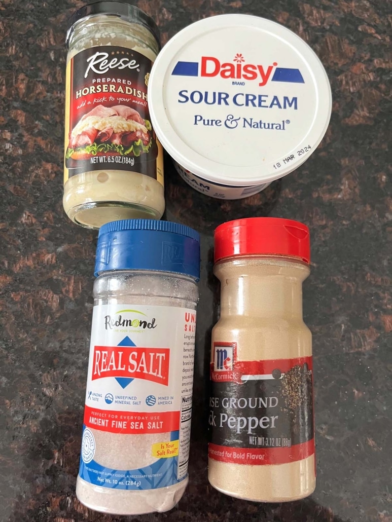 ingredients to make Creamy Horseradish Sauce