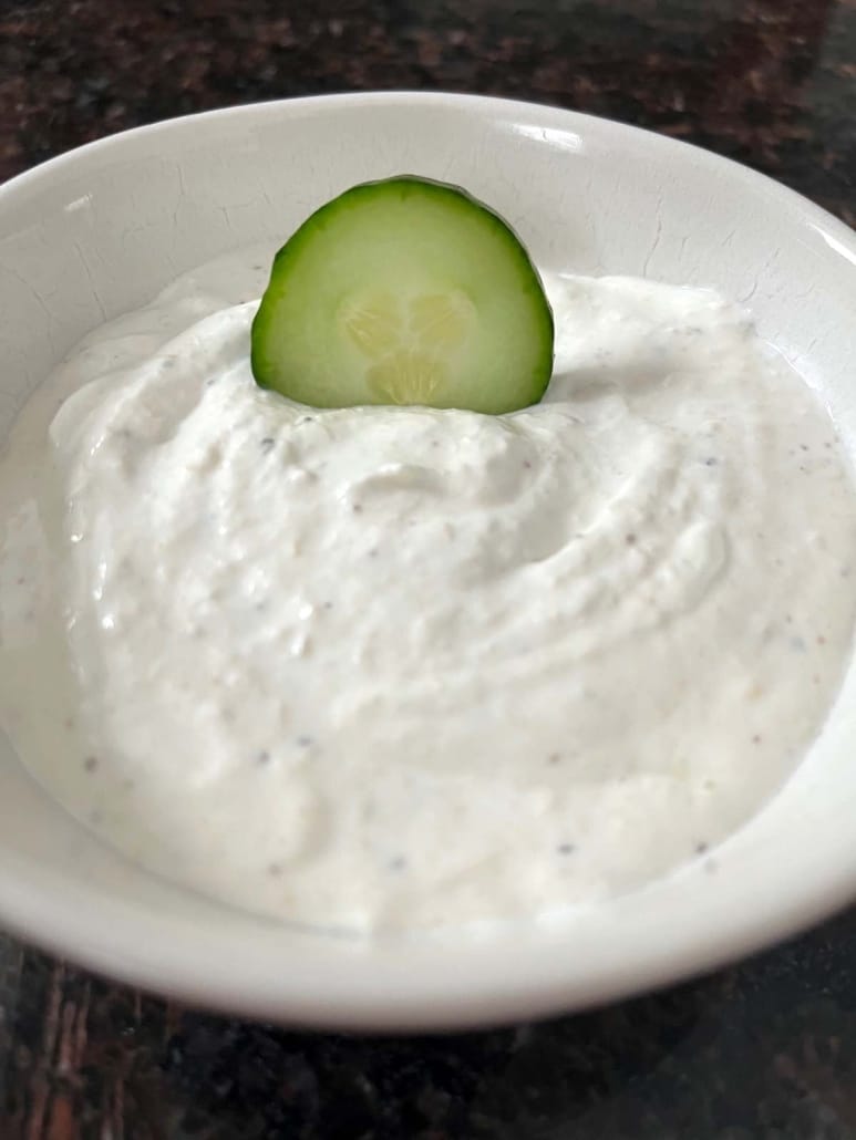 cucumber slice in Creamy Horseradish Sauce