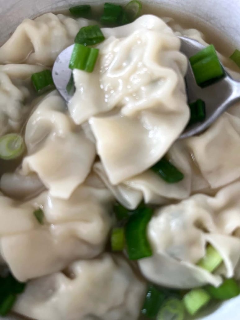 mini wontons in dumpling soup