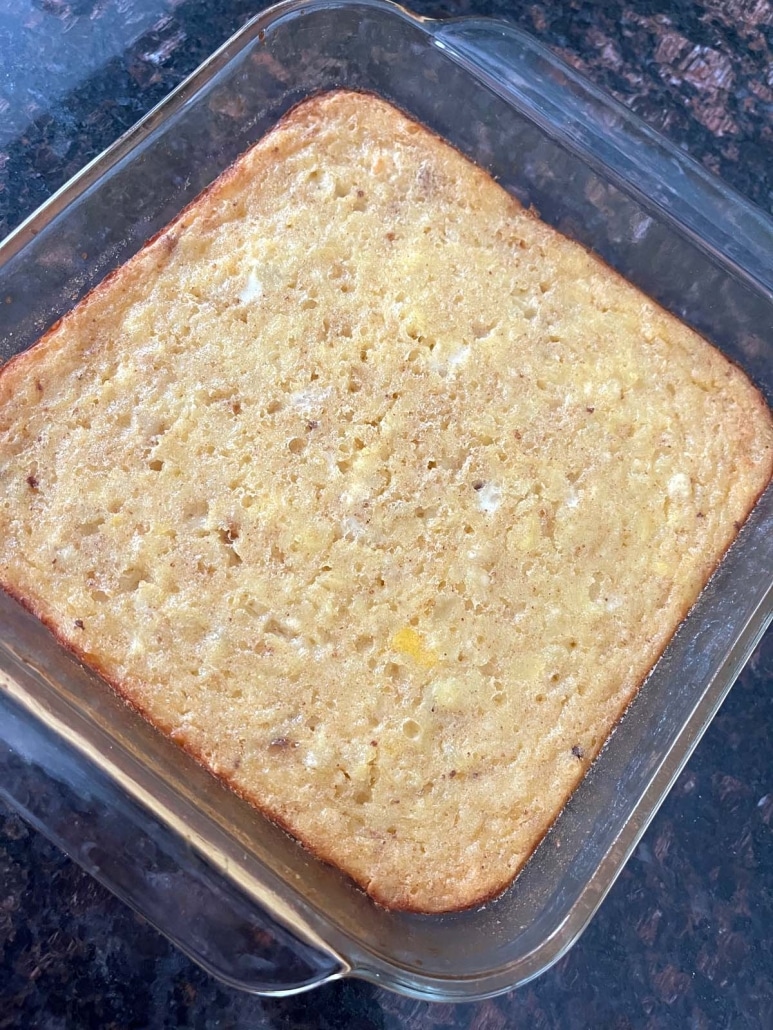 pan of freshly baked Pineapple Bake Casserole