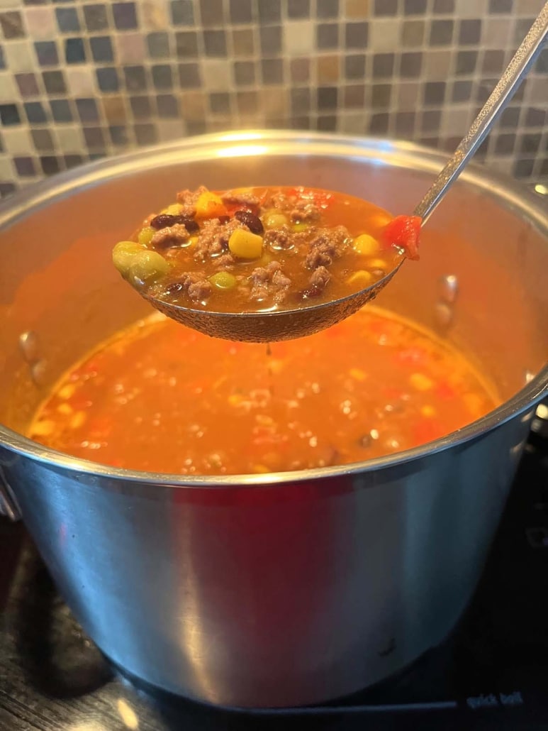 warm and hearty Santa Fe Soup cooked in a soup pot