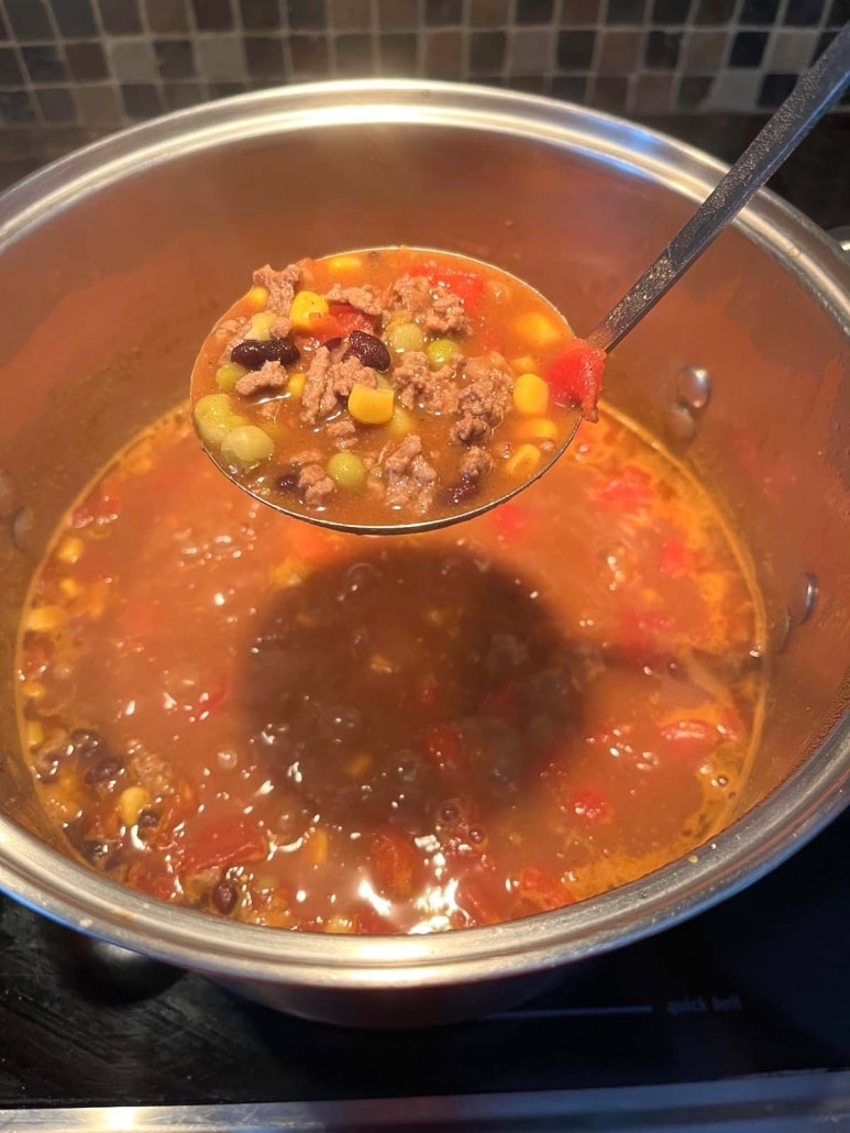 ladle with easy recipe Santa Fe Soup