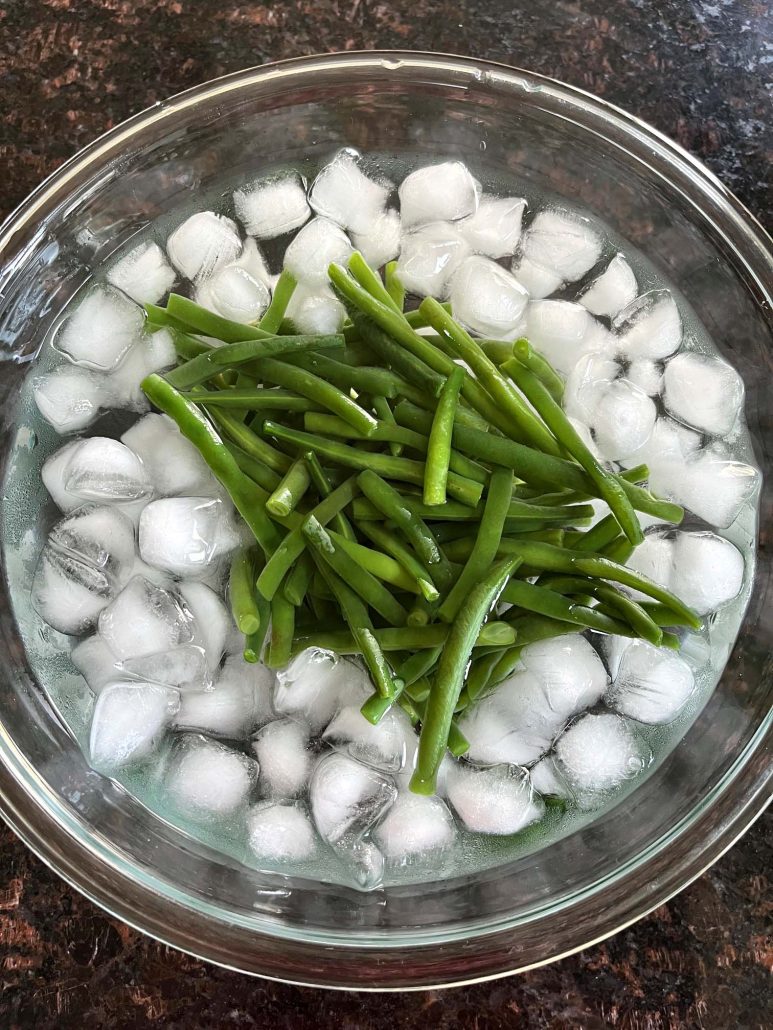 How To Blanch Green Beans by cooling them down right after cooking