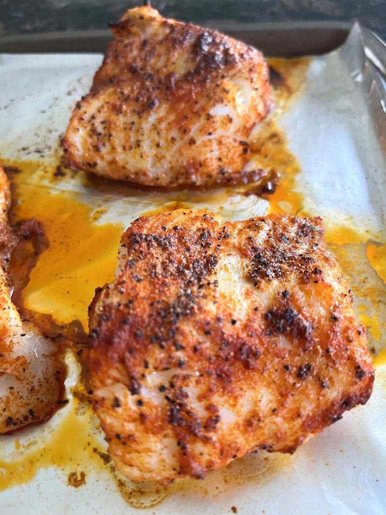 seasoned and broiled cod 