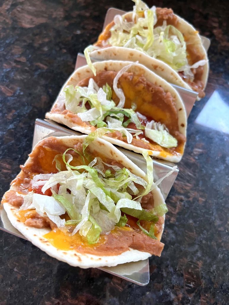 quick refried bean and cheese tacos