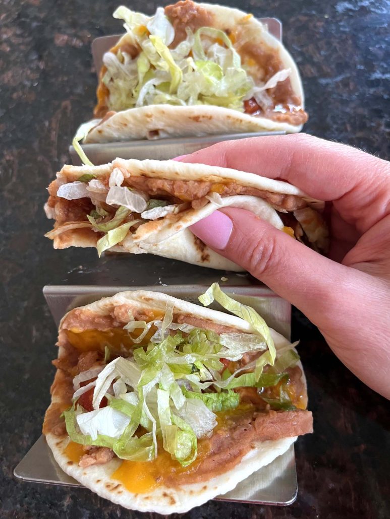 simple refried bean and cheese tacos