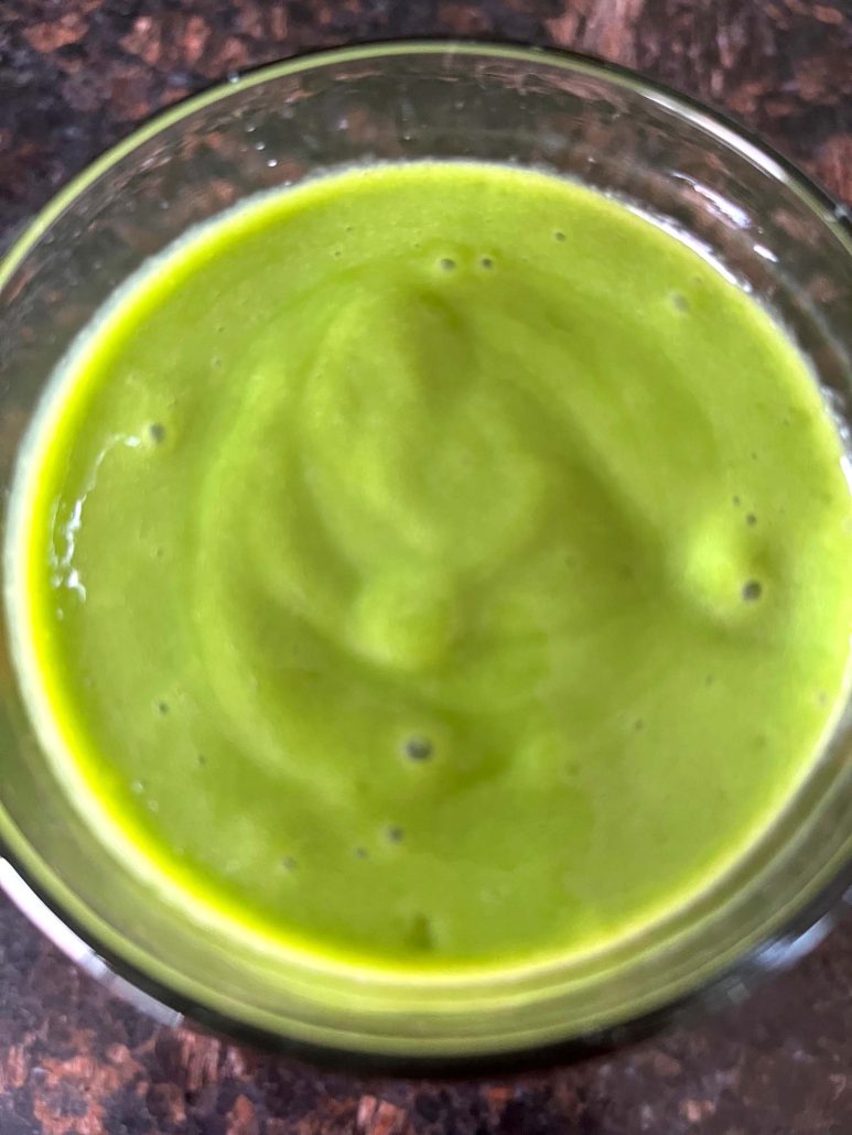 smoothie and creamy Mango Spinach Smoothie in a glass