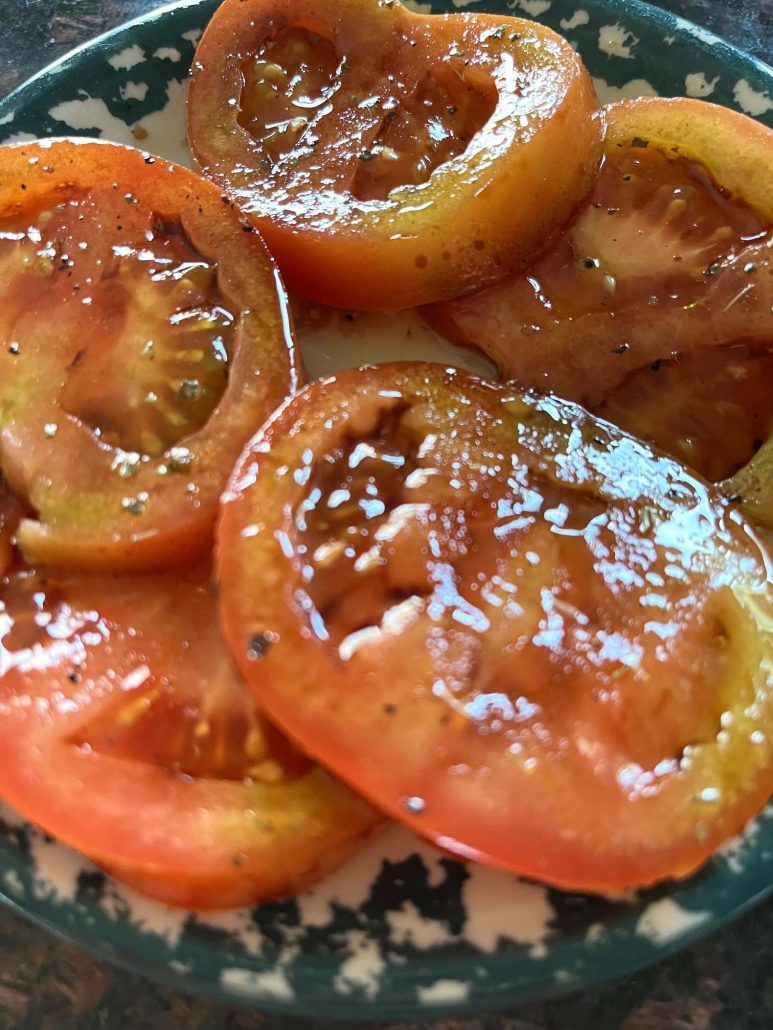 plate of Marinated Tomatoes