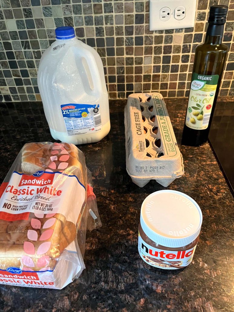 Ingredients for Nutella Stuffed French toast