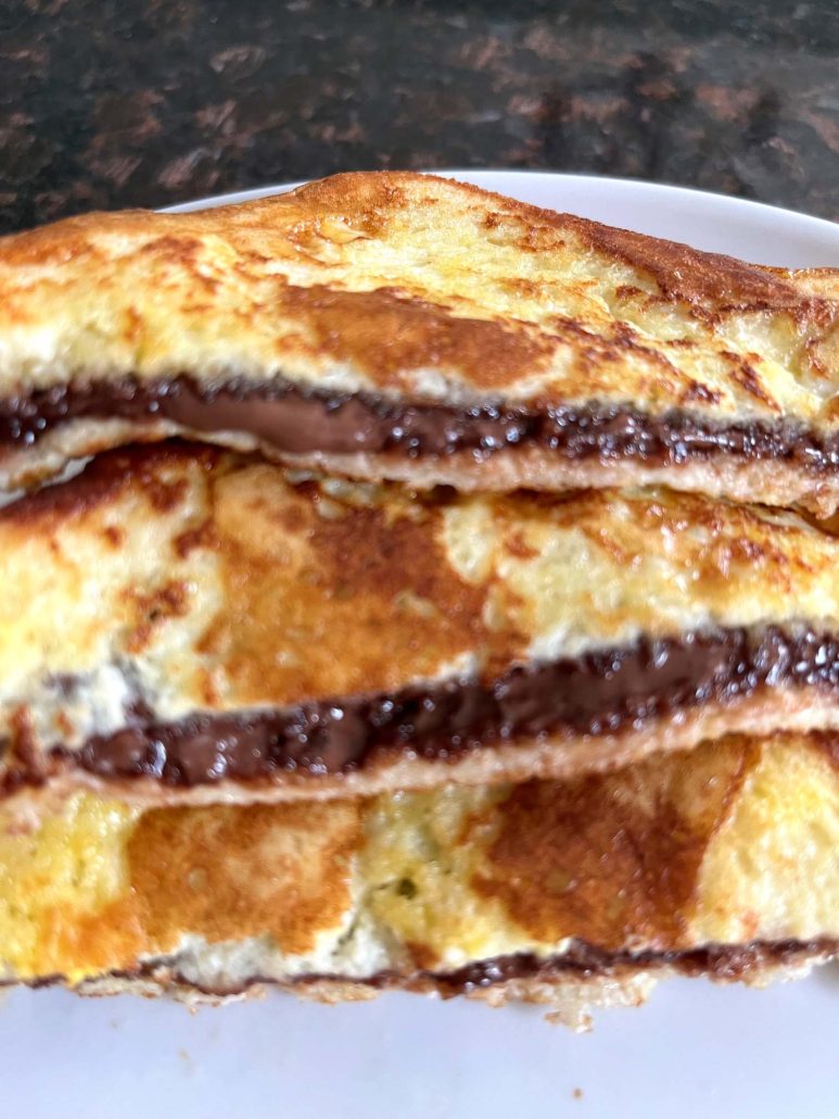 slices of Nutella French toast on a plate