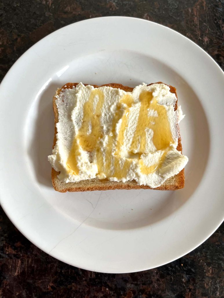 easy snack or side dish Ricotta Toast on a plate